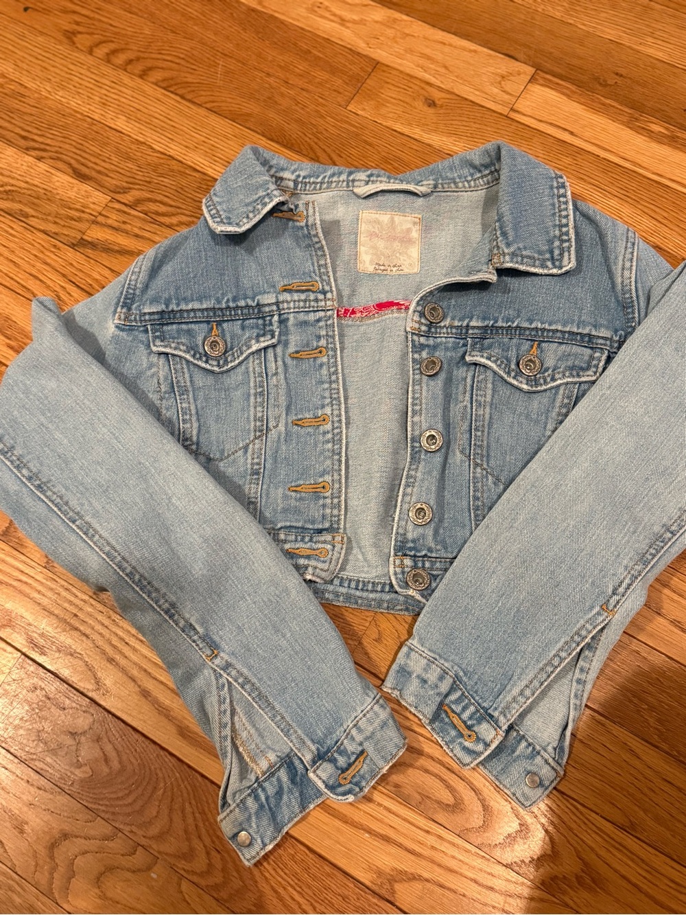 Free People Light Blue Cropped Denim Jacket